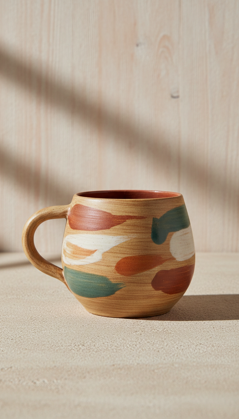 Handgefertigte Tasse aus tunesischem Ton